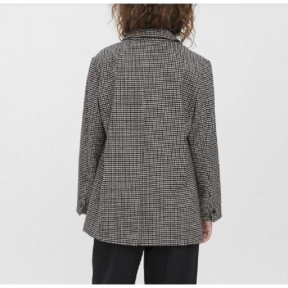 Vero Moda Jacket Womens XL Brown Houndstooth VMJosefine Check Wool Blazer Coat - Picture 2 of 16